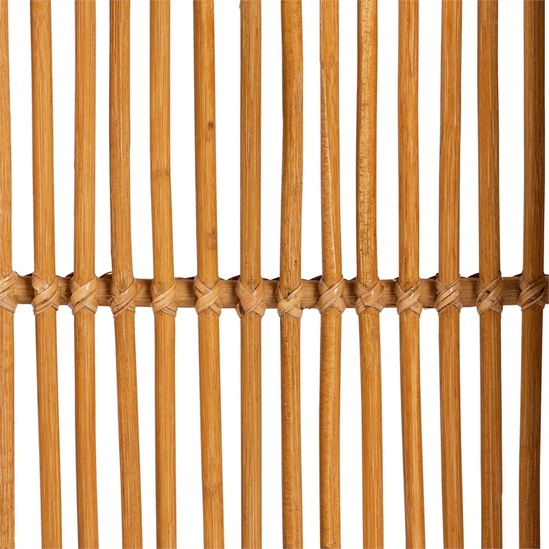 Pemberly Row Modern Bohemian Rattan Kitchen Cart in Natural Brown