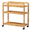 Pemberly Row Modern Bohemian Rattan Kitchen Cart in Natural Brown