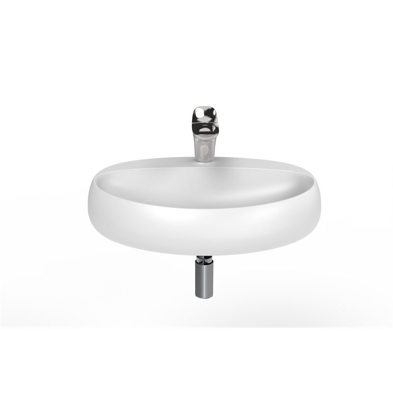 Pemberly Row Oval Ceramic Wall Mount Bathroom Sink in Matte White