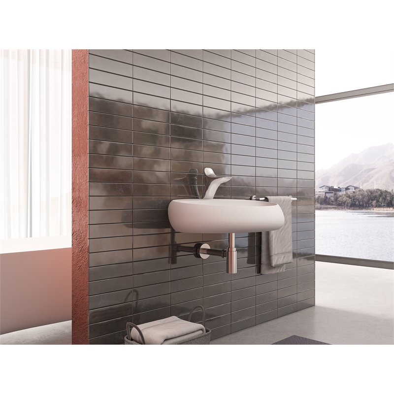 Pemberly Row Oval Ceramic Wall Mount Bathroom Sink in Matte White