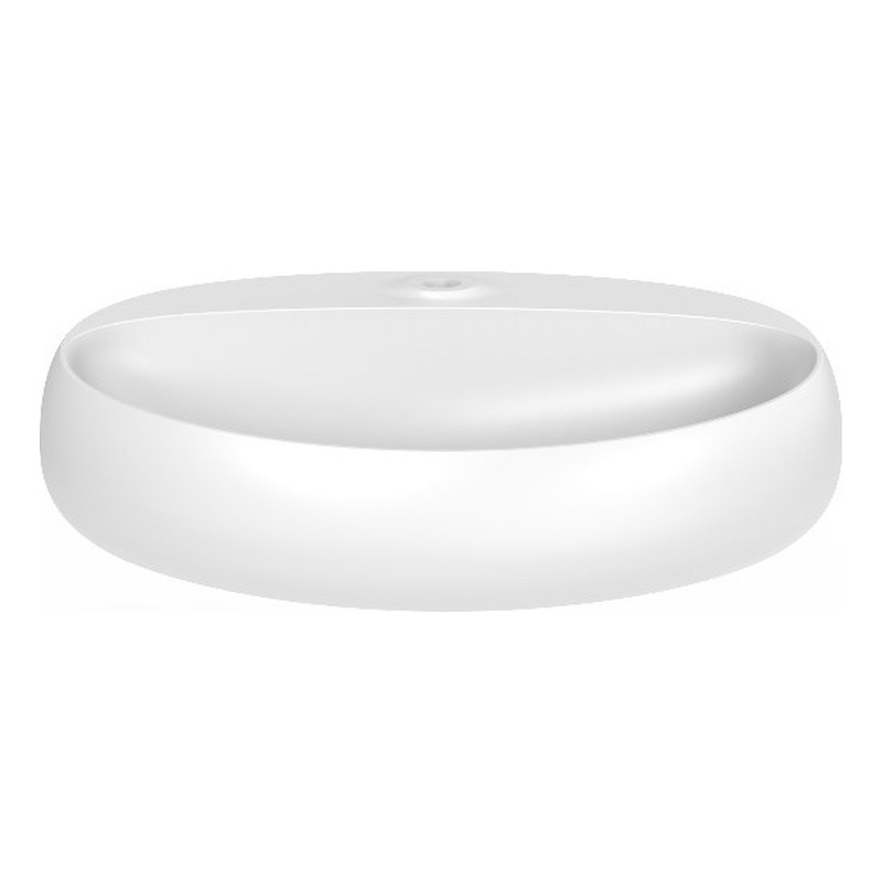 Pemberly Row Oval Ceramic Wall Mount Bathroom Sink in Matte White