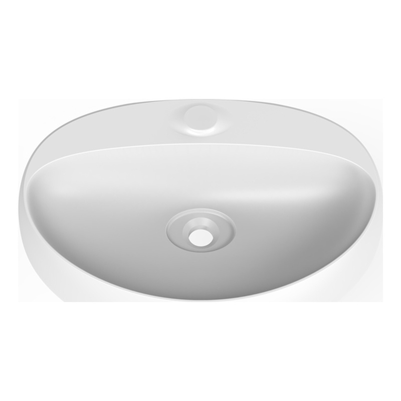 Pemberly Row Ceramic Oval Wall Mount Bathroom Sink in Matte White