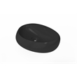 Pemberly Row Oval Ceramic Wall Mount Bathroom Sink in Matte Black