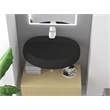 Pemberly Row Oval Ceramic Wall Mount Bathroom Sink in Matte Black