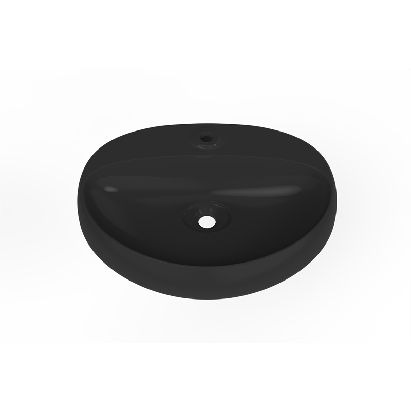 Pemberly Row Oval Ceramic Wall Mount Bathroom Sink in Matte Black