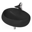 Pemberly Row Oval Ceramic Wall Mount Bathroom Sink in Matte Black