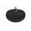 Pemberly Row Oval Ceramic Wall Mount Bathroom Sink in Matte Black