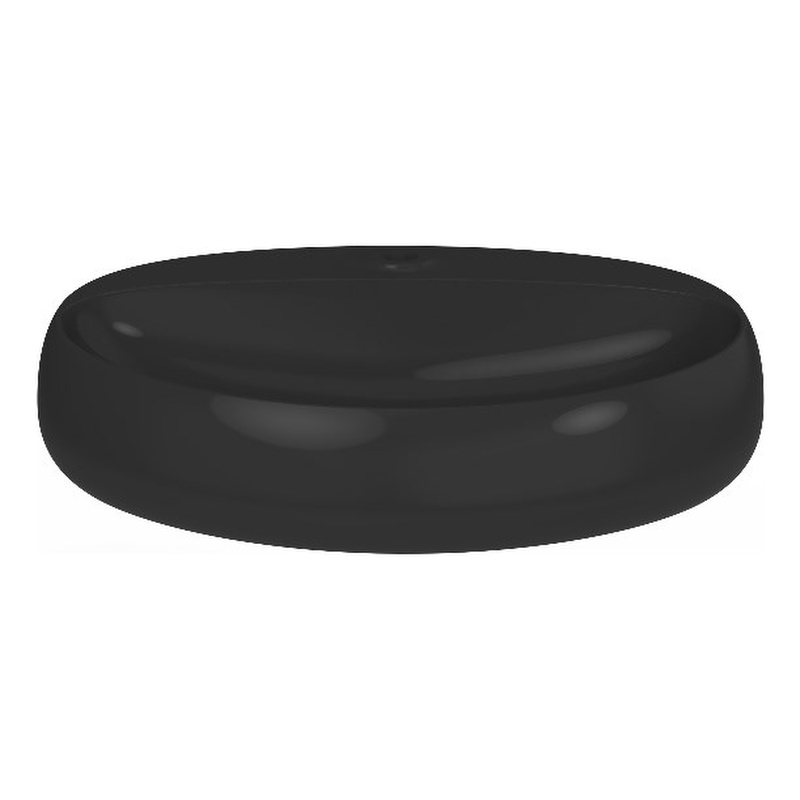 Pemberly Row Oval Ceramic Wall Mount Bathroom Sink in Matte Black