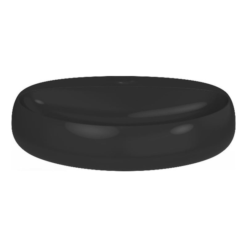 Pemberly Row Ceramic Oval Wall Mount Bathroom Sink in Matte Black