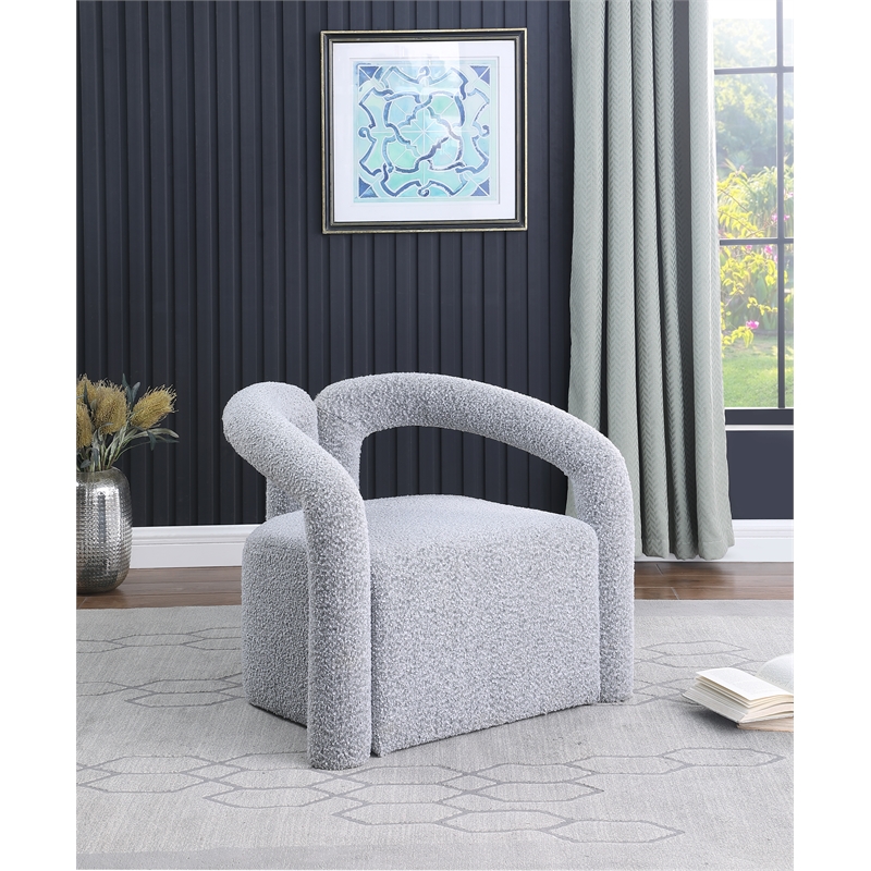 Pemberly Row Modern / Contemporay Gray Boucle Fabric Arm Chair