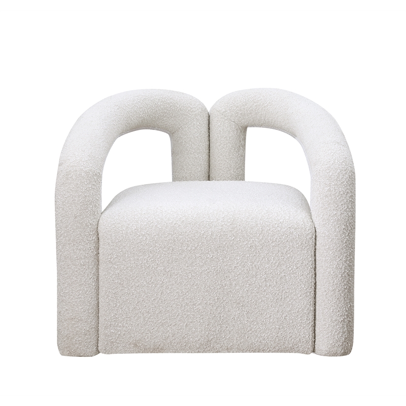 Pemberly Row Modern / Contemporay Cream Boucle Fabric Arm Chair
