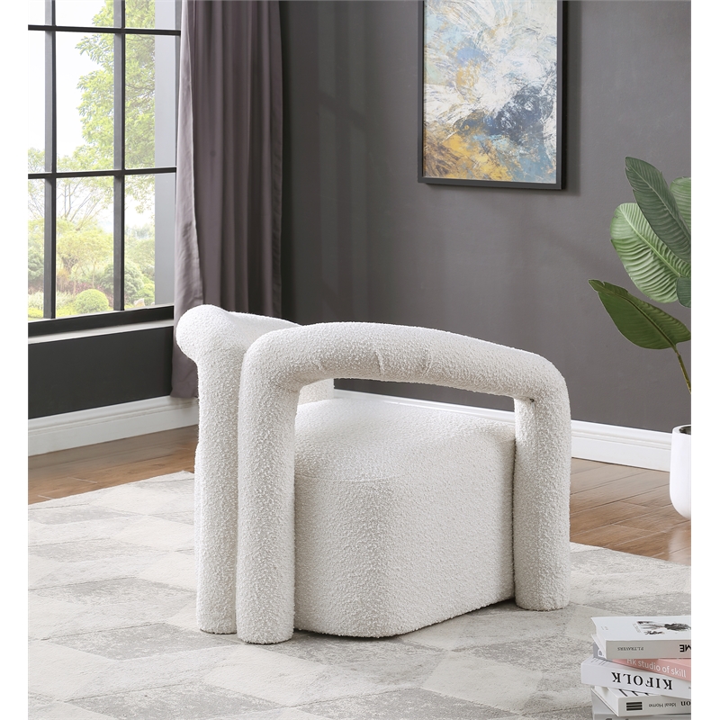 Pemberly Row Modern / Contemporay Cream Boucle Fabric Arm Chair
