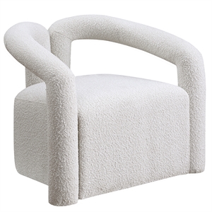 Pemberly Row Modern / Contemporay Cream Boucle Fabric Arm Chair