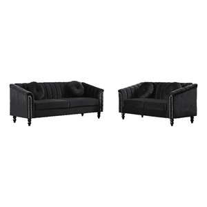 Pemberly Row Modern / Contemporay 2 Piece Living Room Set in Black