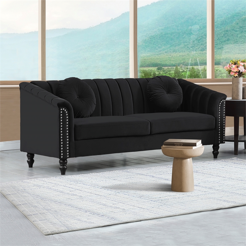 Pemberly Row Modern / Contemporay 2 Piece Living Room Set in Black