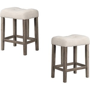 Pemberly Row 24&quot Wood Counter Stool in Natural Oak (Set of 2)