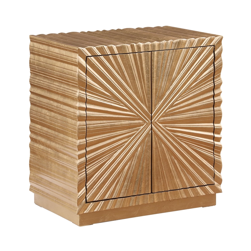 Pemberly Row Modern / Contemporay Gold Rectangle Wood Side Table