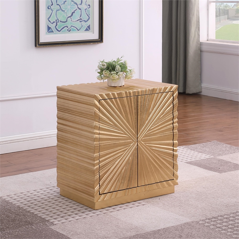 Pemberly Row Modern / Contemporay Gold Rectangle Wood Side Table