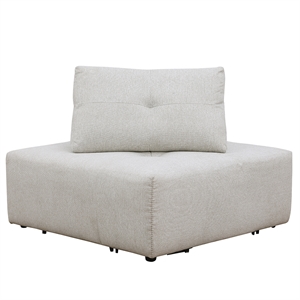 Pemberly Row Linen Fabric Upholstered Corner Wedge in Beige