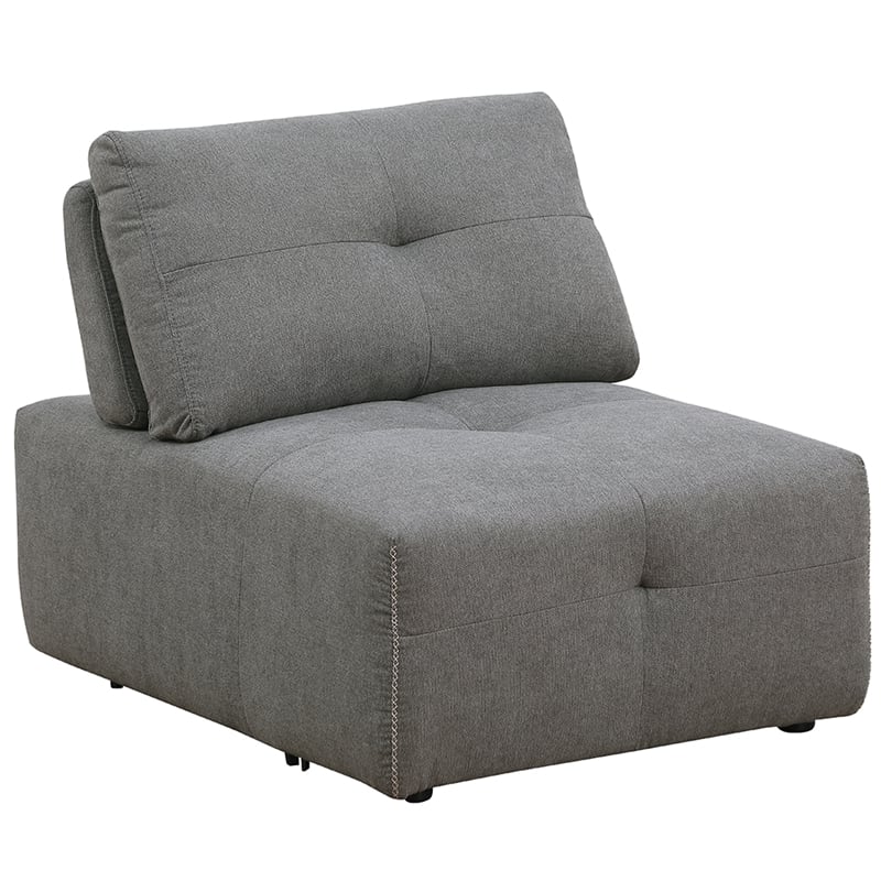 Pemberly Row Linen Fabric Upholstered Armless Chair in Gray
