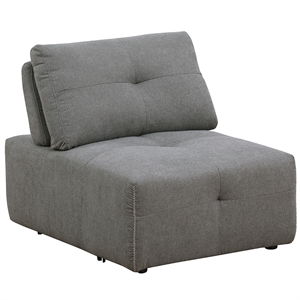 Pemberly Row Linen Fabric Upholstered Armless Chair in Gray