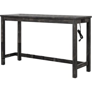 Pemberly Row Rectangular Transitional Wood Bar Table in Charcoal