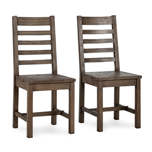 Pemberly Row Solid Wood Dining Chair Distressed Brown Set of 2