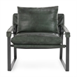 Pemberly Row Forest Green Leather Accent Chair with Iron Frame
