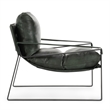 Pemberly Row Forest Green Leather Accent Chair with Iron Frame