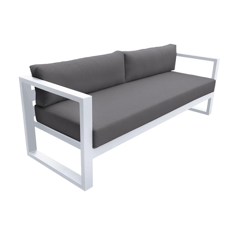 Pemberly Row 4-Piece Modern Aluminum Outdoor Set in White/Gray