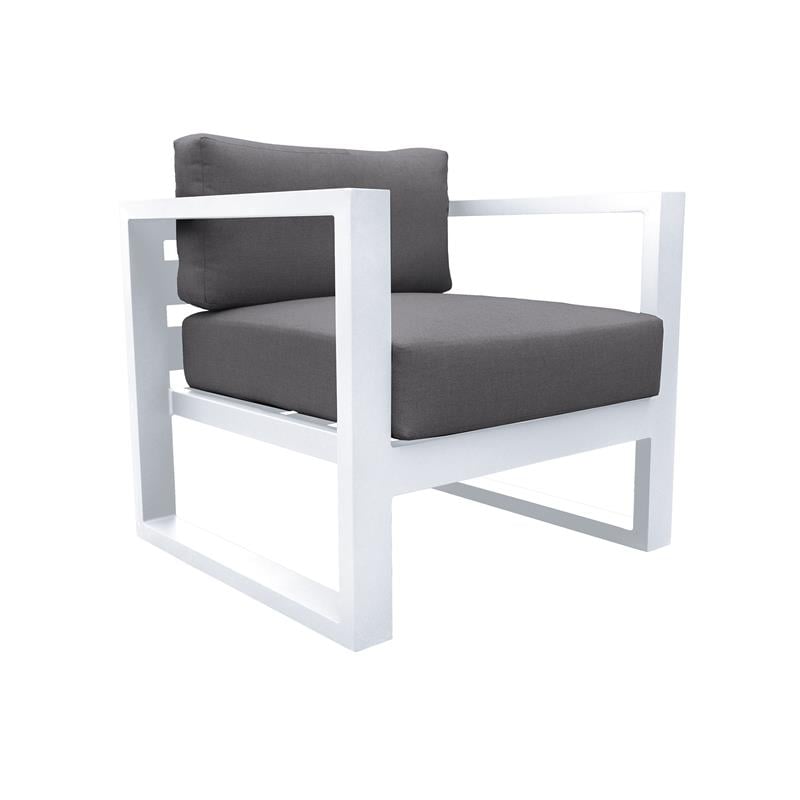 Pemberly Row 4-Piece Modern Aluminum Outdoor Set in White/Gray