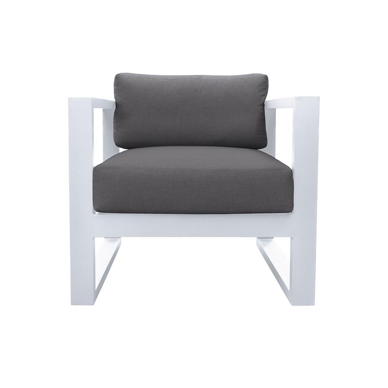 Pemberly Row 4-Piece Modern Aluminum Outdoor Set in White/Gray