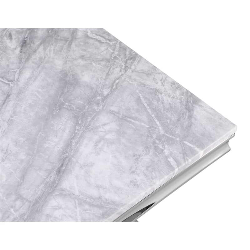 Pemberly Row Modern Crownie Silver Square Faux Marble End Table