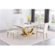 Pemberly Row Modern Beige/Gold Faux Marble Dining Set (5-Piece)