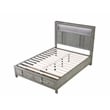 Pemberly Row Modern King Wood Bed & LED Headboard in Gray Color