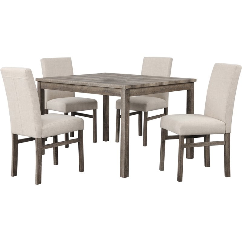 Pemberly Row Modern 5 Piece Rectangular Wood Dinette Set in Oak