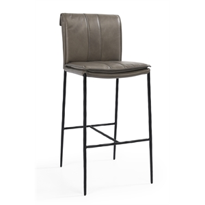 Pemberly Row Modern 30&quot Top Grain Leather Bar Stool Pewter Gray
