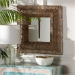 Pemberly Row Metal & Seagrass Accent Wall Mirror in Natural Brown