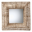 Pemberly Row Metal & Seagrass Accent Wall Mirror in Natural Brown