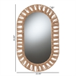 Pemberly Row Metal & Seagrass Accent Wall Mirror in Natural Brown