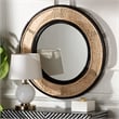Pemberly Row Rattan Accent Wall Mirror in Black and Natural Brown
