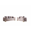 Pemberly Row Thick Velvet Fabric Loveseat Made With Wood in Beige