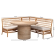 Pemberly Row Modern Bohemian Honey Rattan 4-Piece Dining Nook Set