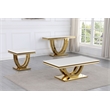 Pemberly Row Modern / Contemporay Gold Square Faux Marble End Table