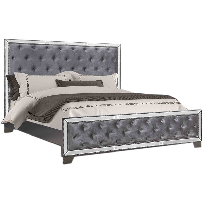 Pemberly Row Modern Wood California King Bed in Sedona Silver