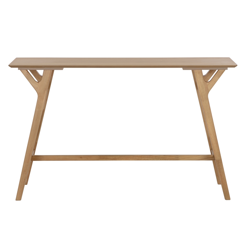 Pemberly Row Mid-Century Wood Counter Table in Natural Finish