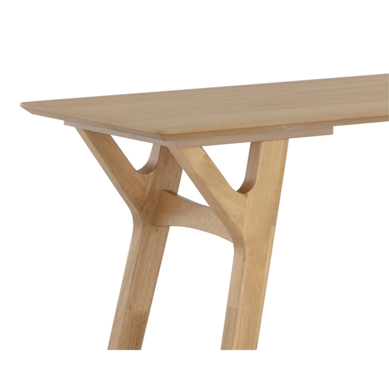 Pemberly Row Mid-Century Wood Counter Table in Natural Finish