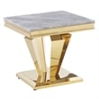 Pemberly Row Modern Crownie Gold Square Faux Marble End Table