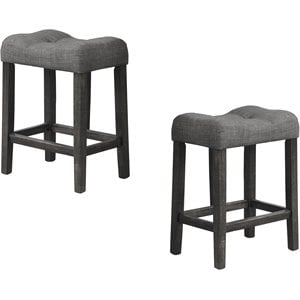 Pemberly Row Modern 24&quot Wood Counter Stool in Charcoal (Set of 2)