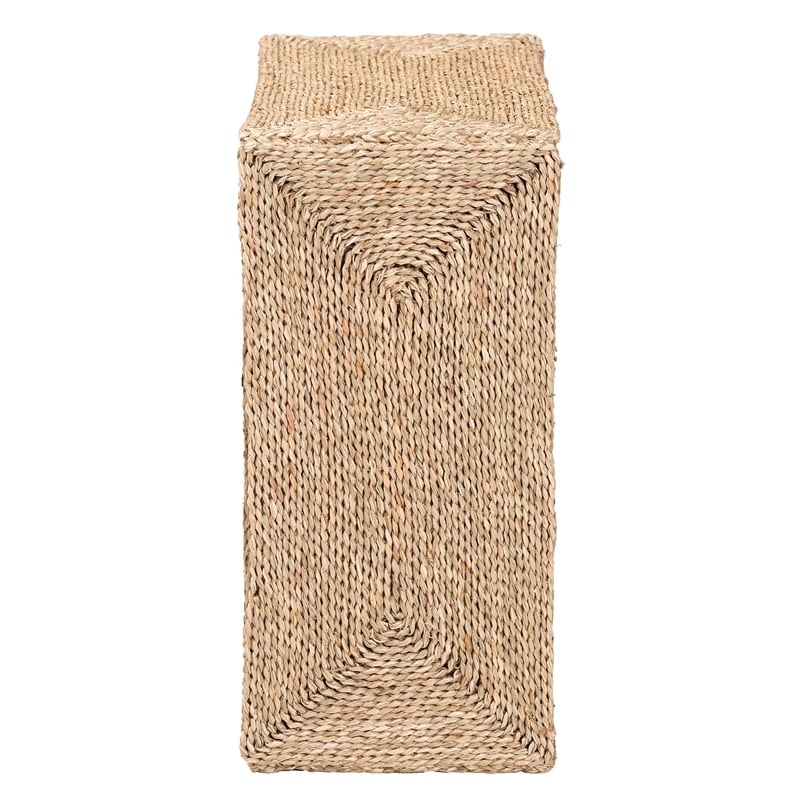 Pemberly Row 1-Shelf Seagrass & Wood End Table in Natural Brown